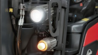 Two lights on the front of the Linde MH E14 explosion-protected electric forklift truck