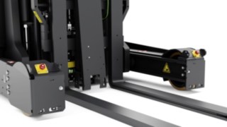 Ultrasonic sensors in front of the load arms protect people and racks Ultrasonic sensors in front of the load arms protect people and racks