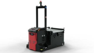 Linde MH’s I-MATIC CT core autonomous guided vehicle (AGV) with a loading platform for automatic loading and unloading