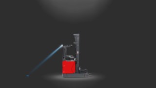 Linde BlueSpot in use on a reach truck. Linde BlueSpot in use on a reach truck.