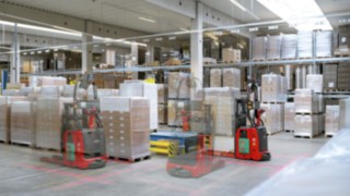Automated forklifts from Linde Material Handling’s MATIC series in the warehouse