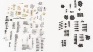Our screw with washer assembly significantly reduces component usage. Before and after comparison of the screw parts.