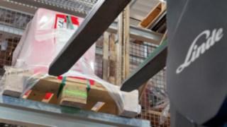 Forks of a reach truck from Linde Material Handling