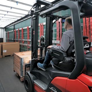 A Linde MH forklift truck loads a truck