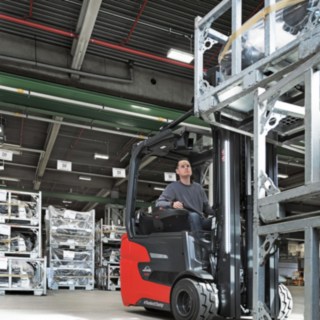 A Linde MH forklift truck in a workshop